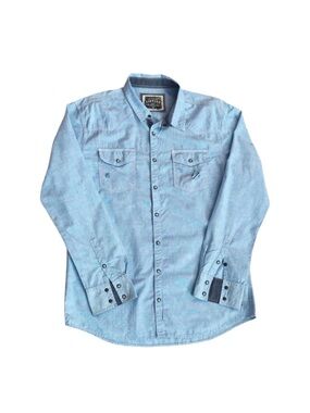 BKE VINTAGE ~ Light Blue Casual Button Down Shirt w/Intentional Distress Accents